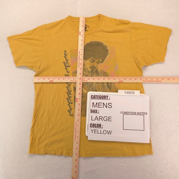 Jimi Hendrix Band Crew Neck Short Sleeve Graphic T Shirt Mens Size L Yellow - Picture 5 of 9
